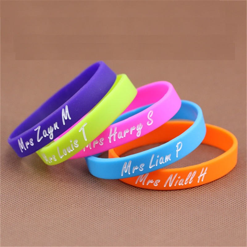 Debossed color filled silicon wristband 