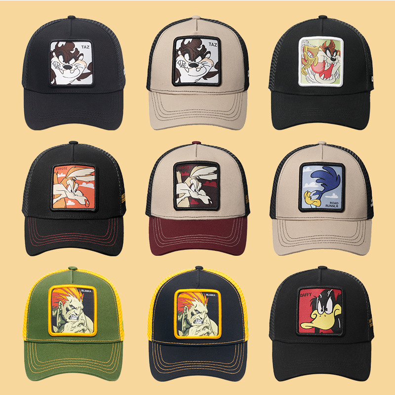 Cartoon 3D Embroidery logo 5Panels Baseball Net Cap  