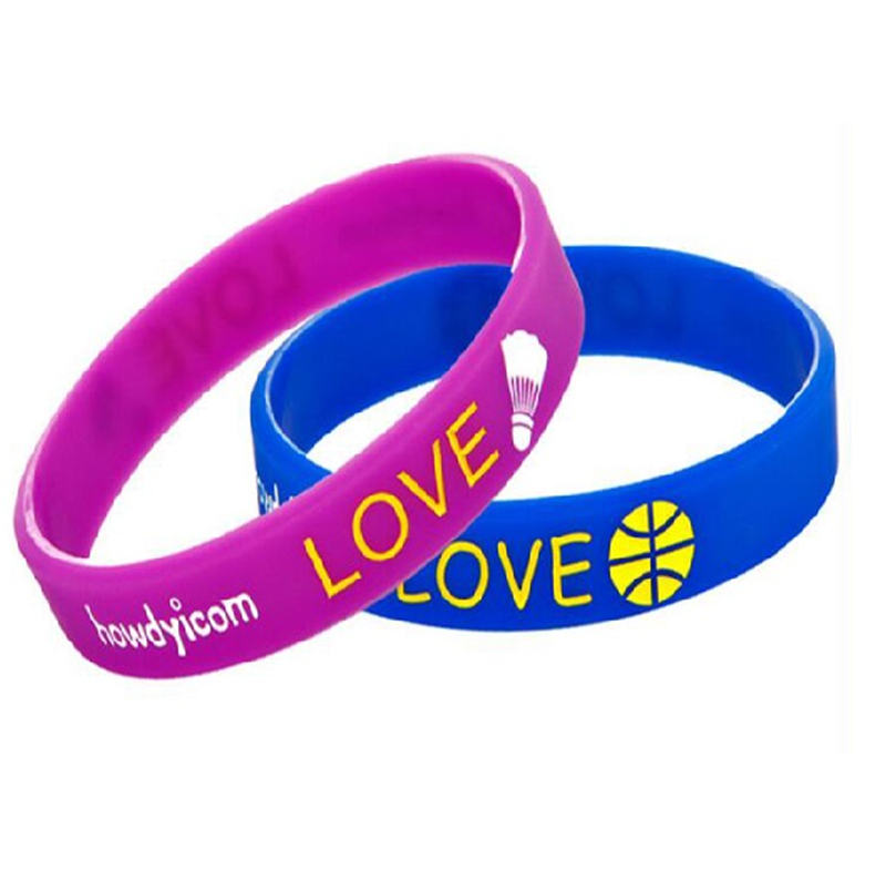 Silk screen heat transfer printing logo silicon wristband                                                