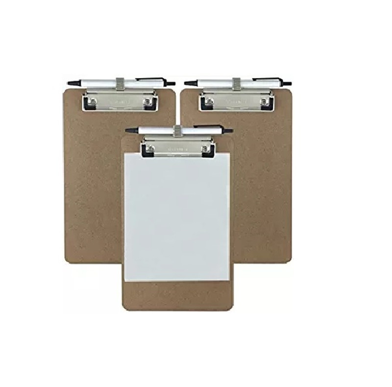 3Pcs/box Letter Size MDF Clipboard with pen holder