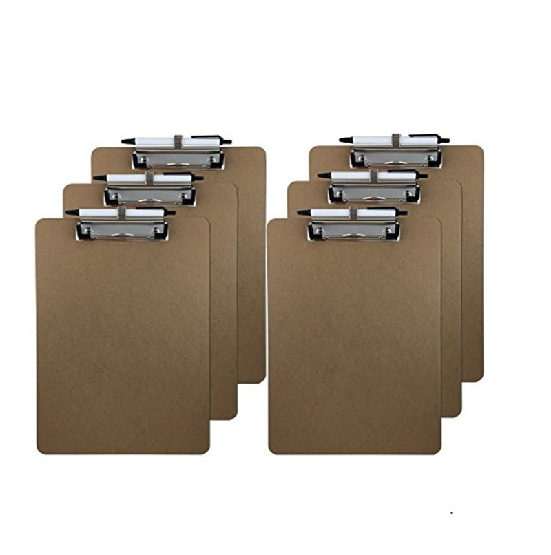 6Pcs/box Letter Size MDF Clipboard with pen holder