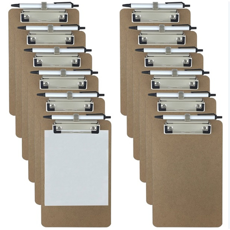 12Pcs/box Letter Size MDF Clipboard with pen holder 