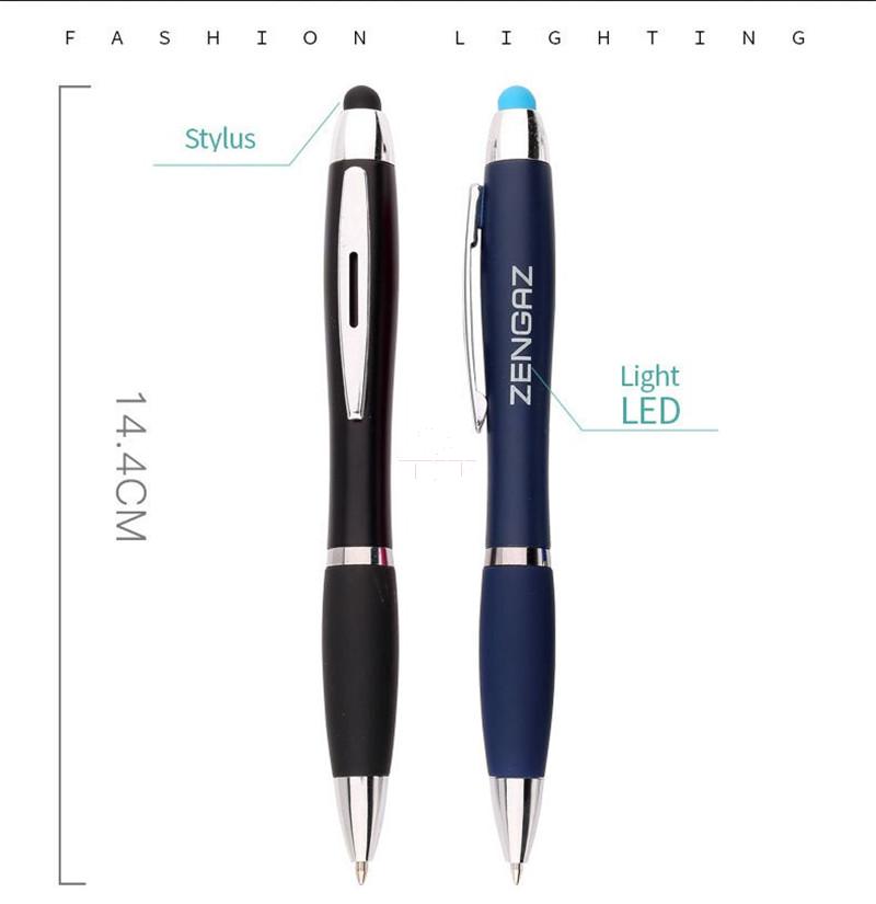  Plastic Lamp box ballpoint pen with Touch Screen Stylus&LED light